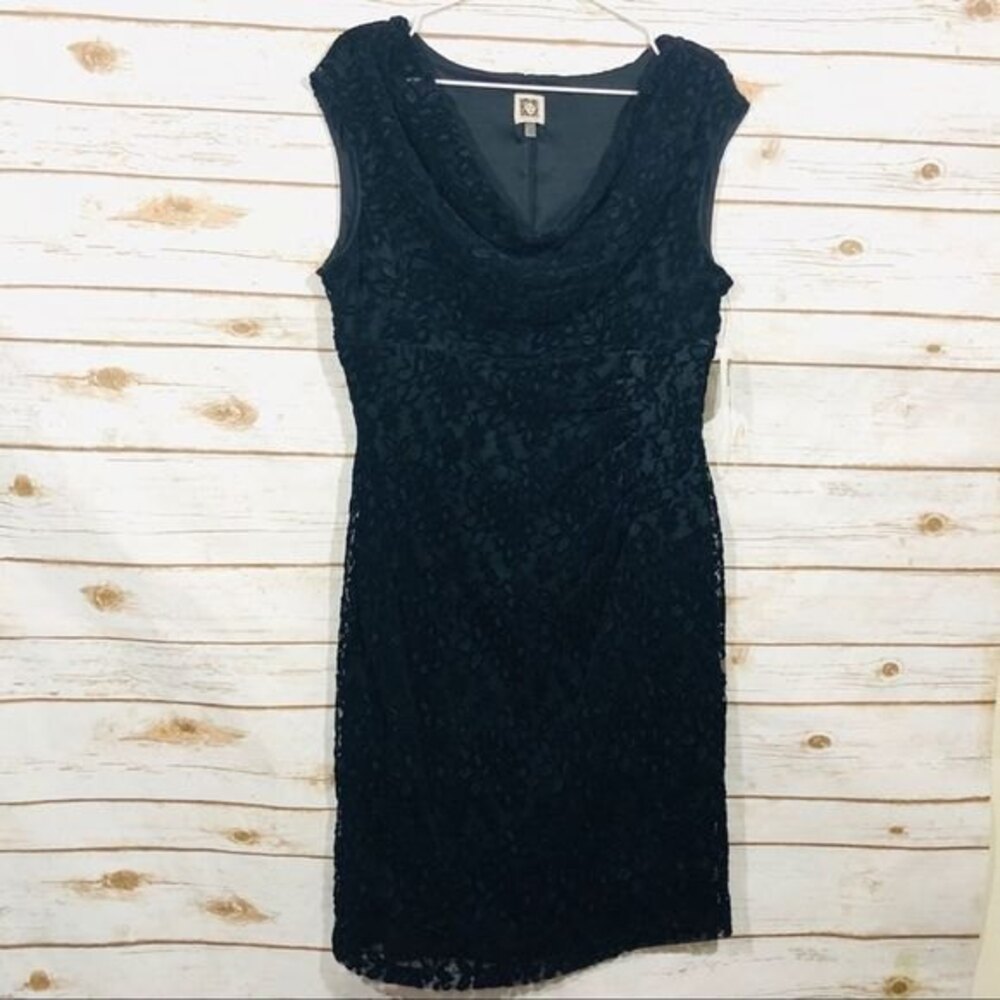Anne Klein‎ women’s black cow neck sleeveless dress Size 10